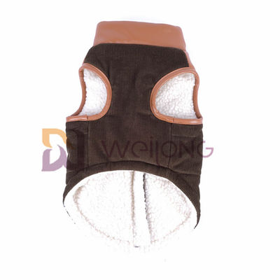 Corduroy Leather Collar Dog Zip Up Jacket Berber Lining الشتاء الدافئ معطف الكلب XS-XL