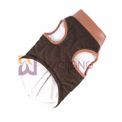 Corduroy Leather Collar Dog Zip Up Jacket Berber Lining الشتاء الدافئ معطف الكلب XS-XL