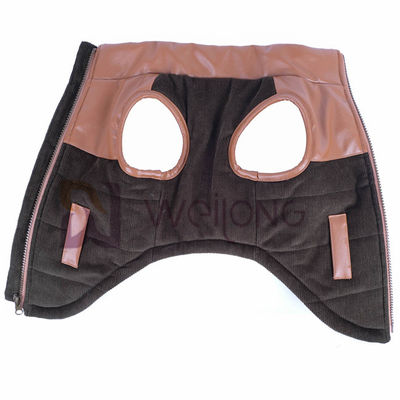 Corduroy Leather Collar Dog Zip Up Jacket Berber Lining الشتاء الدافئ معطف الكلب XS-XL