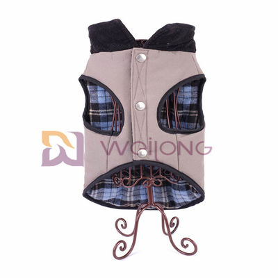 جاكيت كلب قماش قطني 100٪ راقي منقوش بجيب بزر فضي حقيقي XS S M L XL