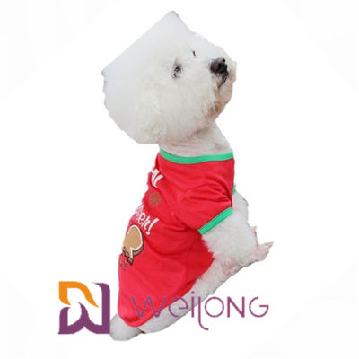 CVC Jersey 180G Red Printing Dog Dog Christmas T Shirt للتخصيص