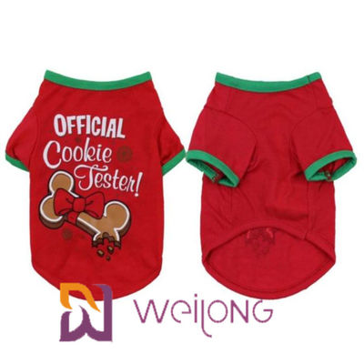 CVC Jersey 180G Red Printing Dog Dog Christmas T Shirt للتخصيص