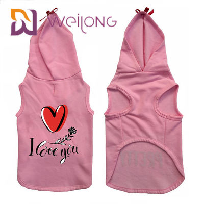 CVC Cotton Sweatshirt Fleece الدفء الوردي الحيوانات الأليفة هوديي الكلاب / القطط