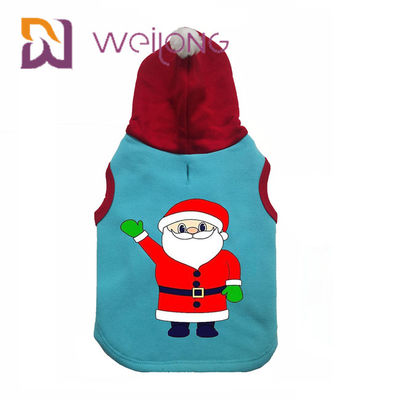 CVC Fleece Winter Pet Hoodie Clothes Christmas Cat Dog Hoodie Sweater with Santa Claus