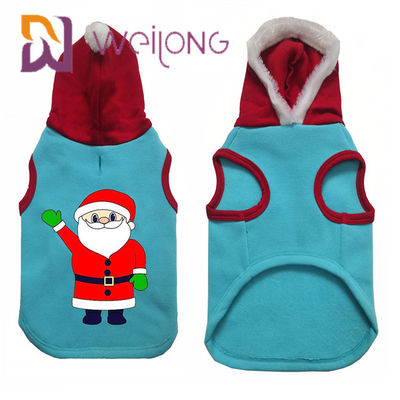 CVC Fleece Winter Pet Hoodie Clothes Christmas Cat Dog Hoodie Sweater with Santa Claus